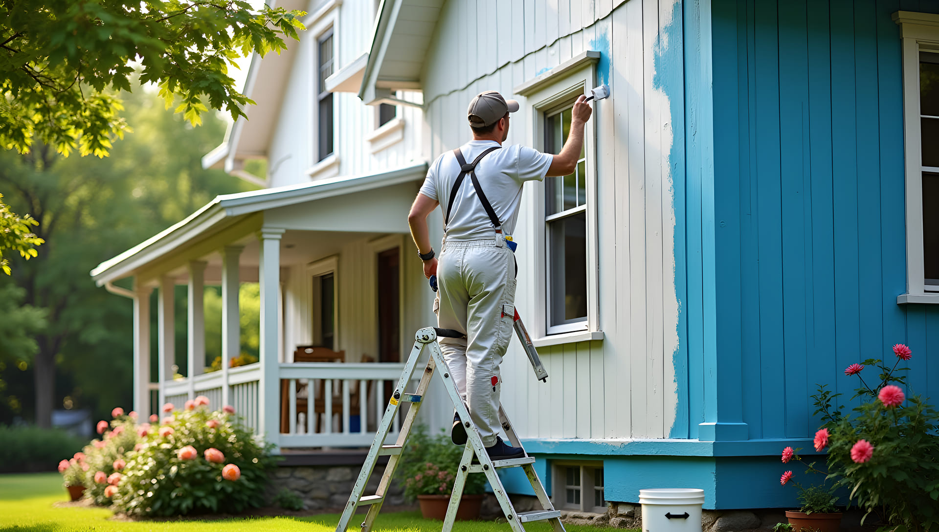 Exterior Residential Painting in Florida showcasing a freshly painted home with bright and weather-resistant colors.